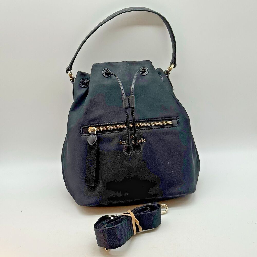 Kate Spade Chelsea The Little Better Black Nylon Bucket Bag Crossbody Purse